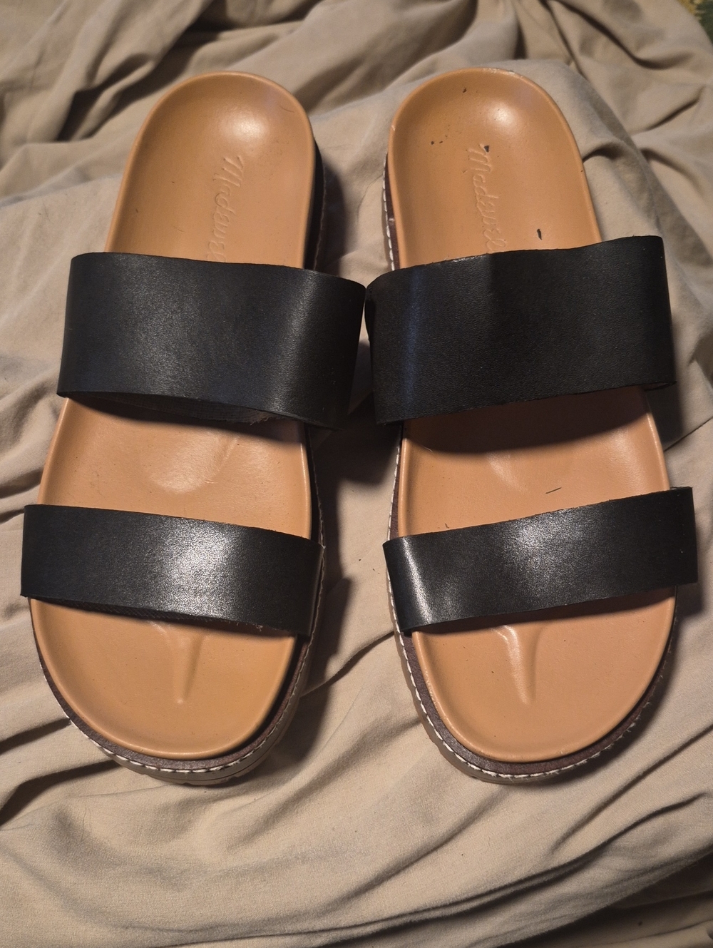 Madewell Black Dual-Strap Slide Sandals